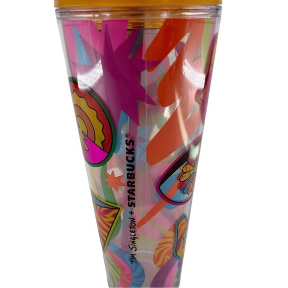 Starbucks 2023 Tim Singleton Sign Glitter Acrylic Venti Tumbler NWT 24 oz - Picture 9 of 9